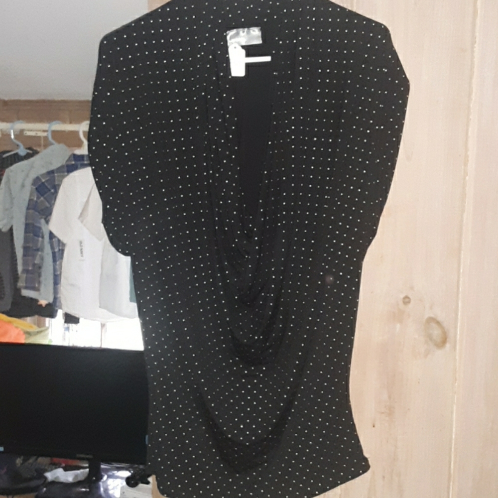 Black raised metal embellished top